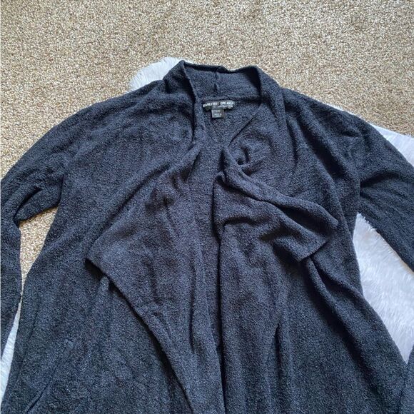 Barefoot Dreams Cozy Chic Lite Waterfall Drape Open Front Black Cardigan Small - Picture 8 of 10